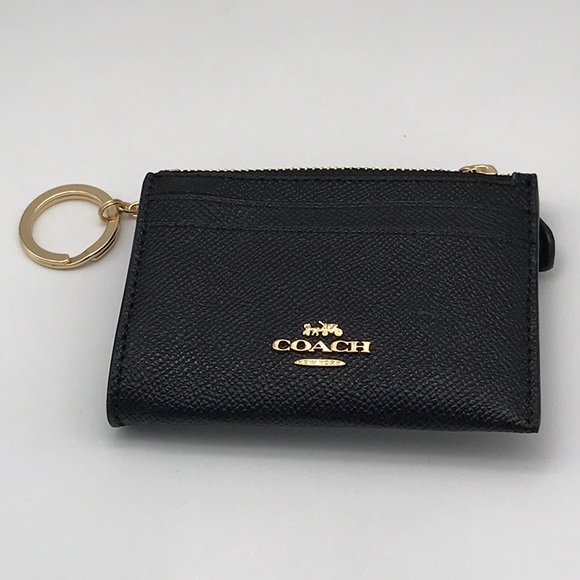 NWT! COACH Women`s Mini Skinny ID Case Black With Gold Hardware - Picture 1 of 7